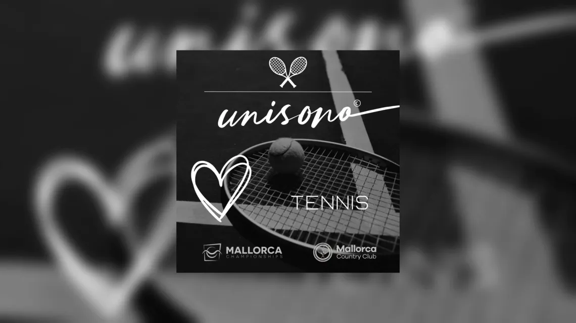 Unisono Tennis partner banner for the Mallorca Championships at Mallorca Country Club in Santa Ponça